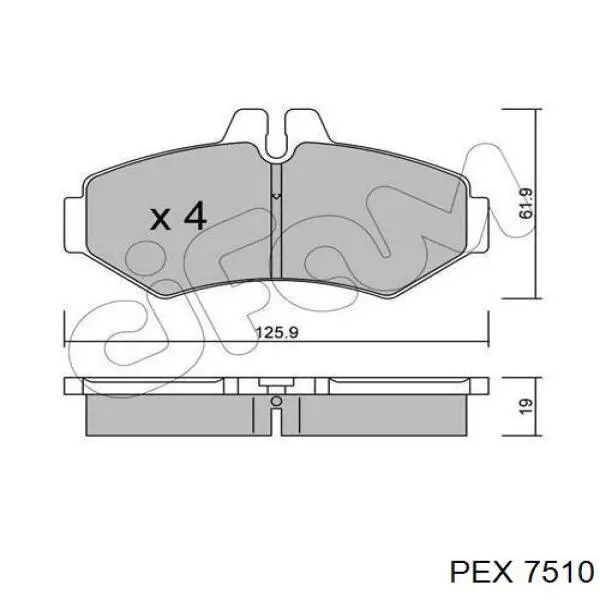 7510 PEX pastillas de freno traseras