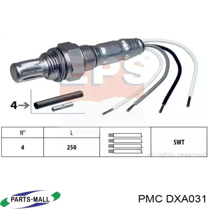 DXA031 Parts-Mall sonda lambda sensor de oxigeno para catalizador