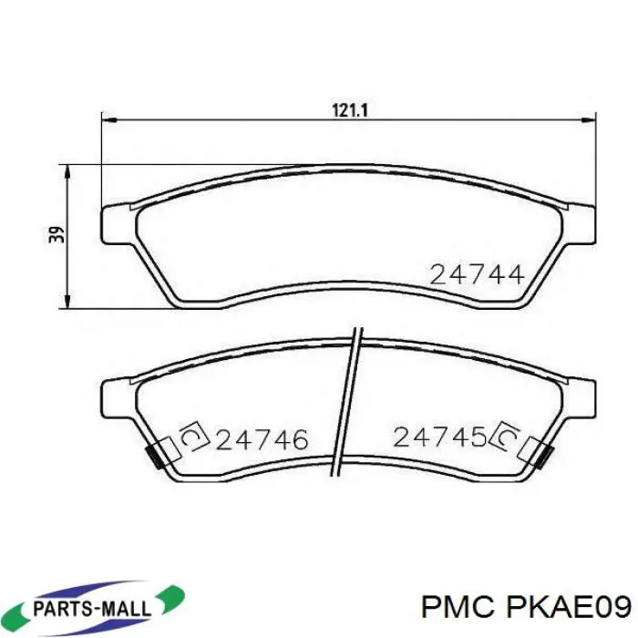 PKAE09 Parts-Mall pastillas de freno traseras