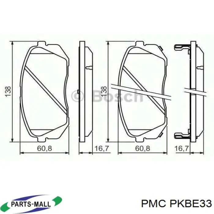 PKB-E33 Parts-Mall pastillas de freno delanteras