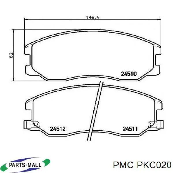 PKC020 Parts-Mall pastillas de freno delanteras