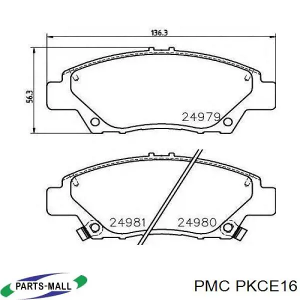 PKC-E16 Parts-Mall pastillas de freno traseras