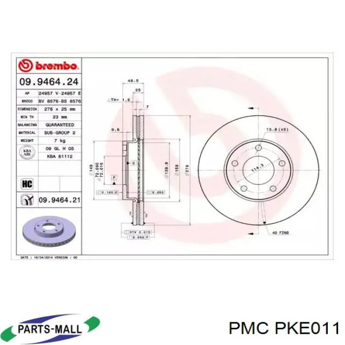 PKE011 Parts-Mall pastillas de freno traseras