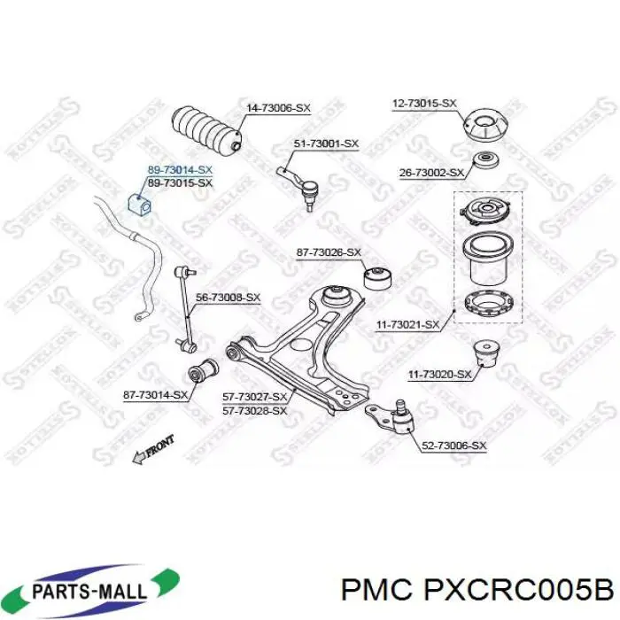 PXCRC-005B Parts-Mall casquillo de barra estabilizadora delantera