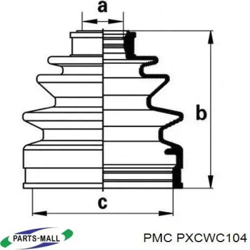 PXCWC104 Parts-Mall fuelle, árbol de transmisión delantero interior