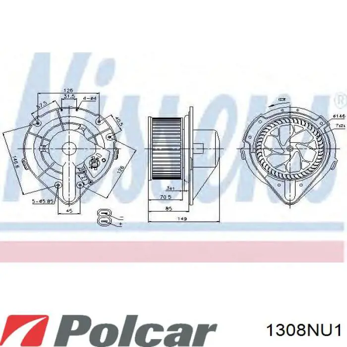 1308NU-1 Polcar motor eléctrico, ventilador habitáculo