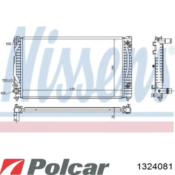 132408-1 Polcar radiador refrigeración del motor