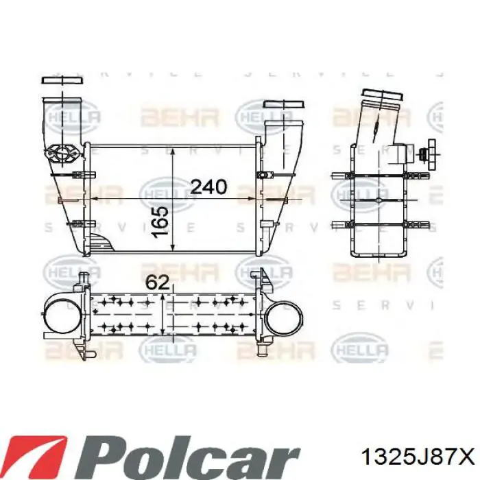 1325J87X Polcar radiador de aire de admisión