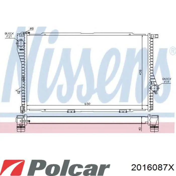 2016087X Polcar radiador refrigeración del motor