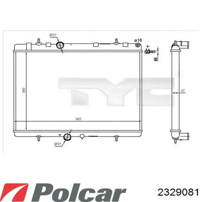 232908-1 Polcar radiador refrigeración del motor