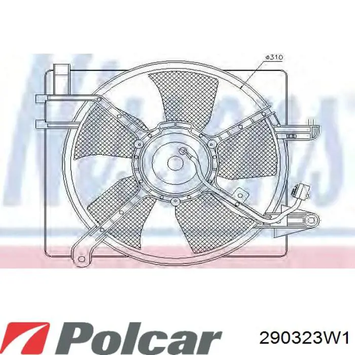 290323W1 Polcar difusor de radiador, ventilador de refrigeración, condensador del aire acondicionado, completo con motor y rodete