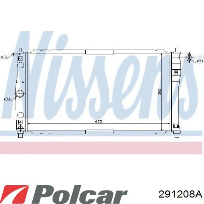 291208A Polcar radiador refrigeración del motor