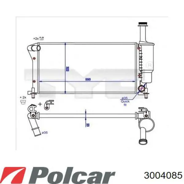 300408-5 Polcar radiador refrigeración del motor