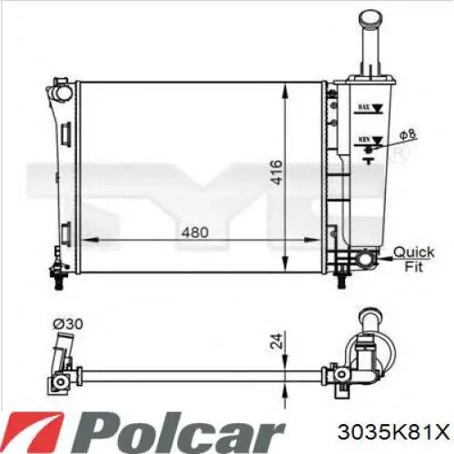 3035K81X Polcar condensador aire acondicionado