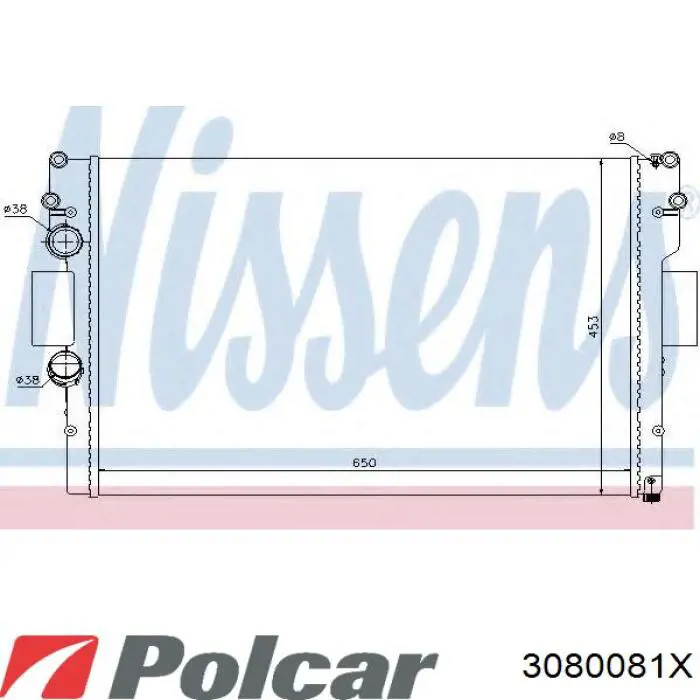 3080081X Polcar radiador refrigeración del motor