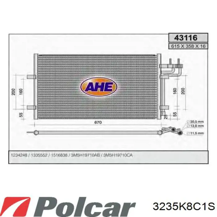 3235K8C1S Polcar condensador aire acondicionado