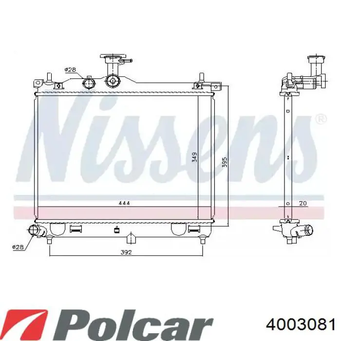 400308-1 Polcar radiador refrigeración del motor