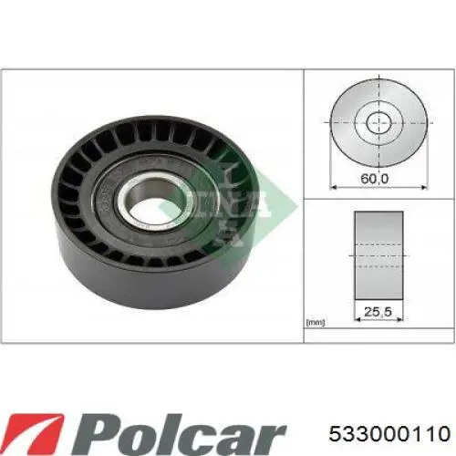 533 0001 10 Polcar rodillo, correa trapecial poli v