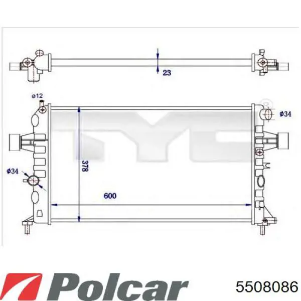 550808-6 Polcar radiador refrigeración del motor