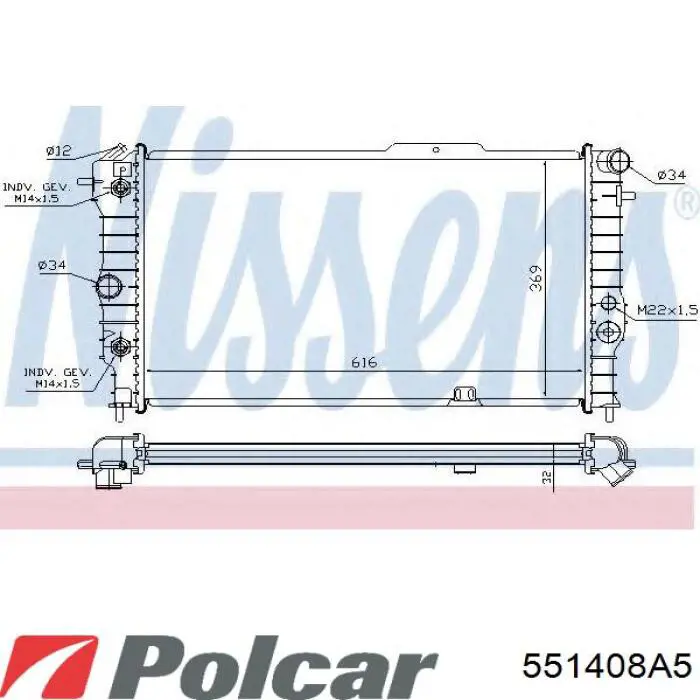 551408A5 Polcar radiador refrigeración del motor