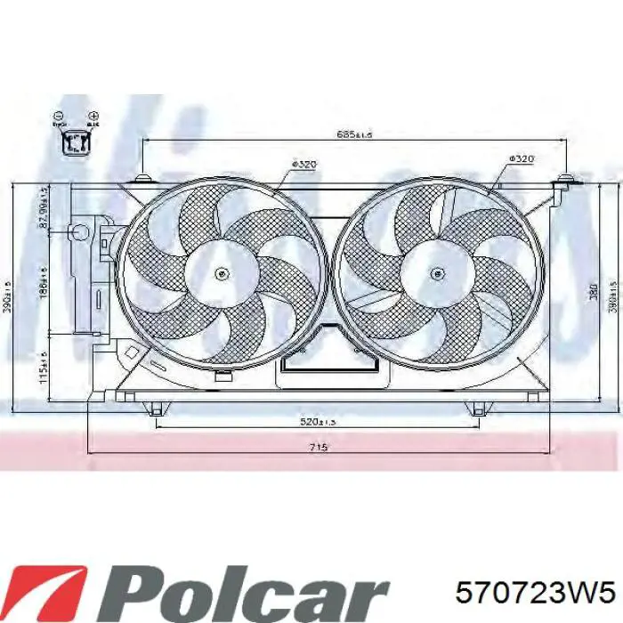 570723W5 Polcar ventilador (rodete +motor refrigeración del motor con electromotor completo)