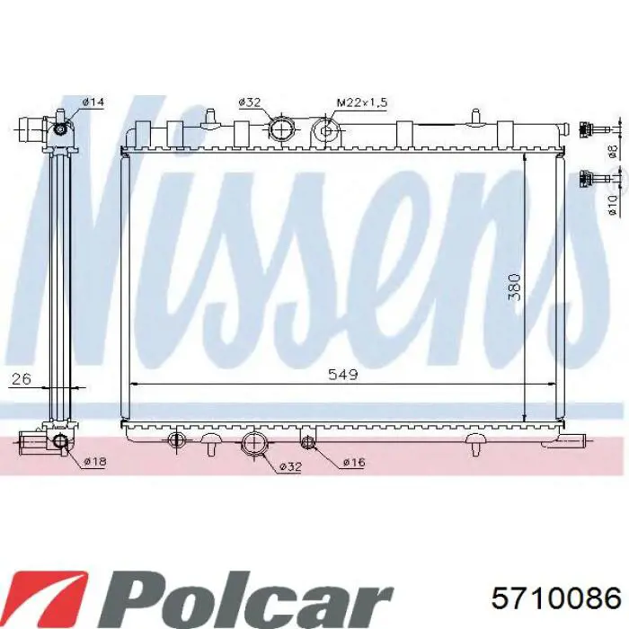 571008-6 Polcar radiador refrigeración del motor