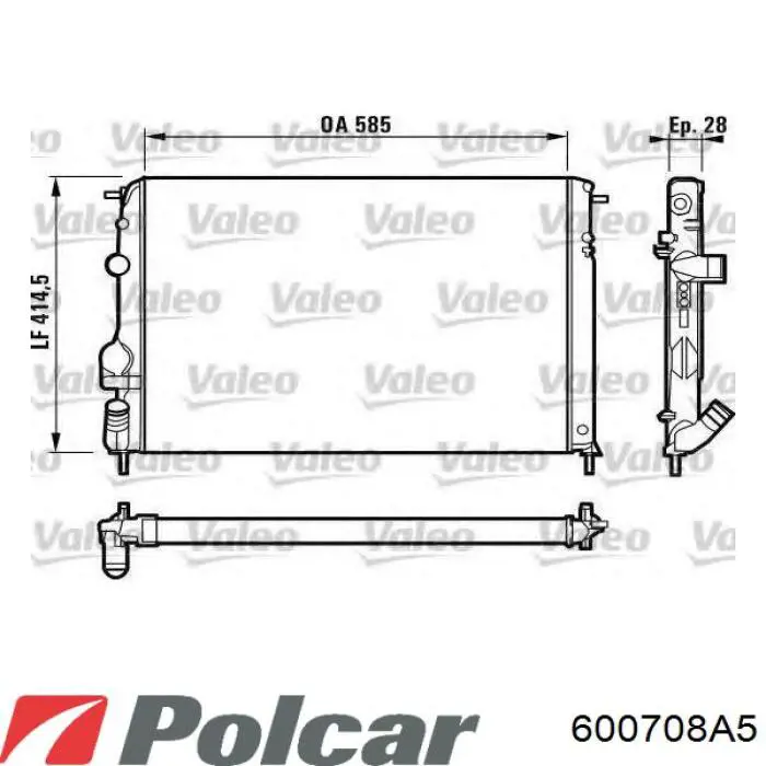 600708A5 Polcar radiador refrigeración del motor