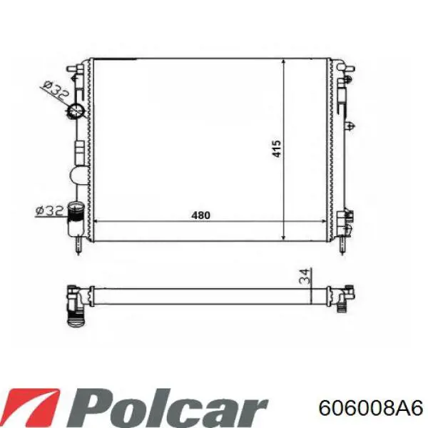 606008A6 Polcar radiador refrigeración del motor