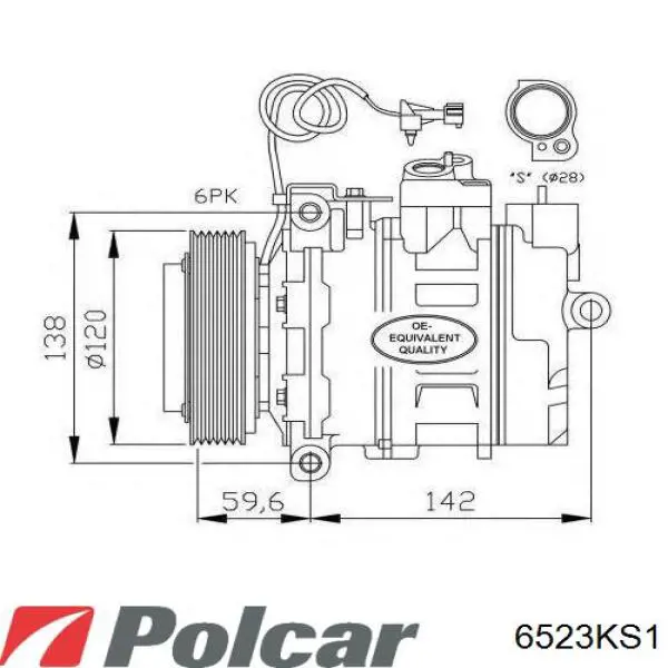 6523KS-1S Polcar compresor de aire acondicionado