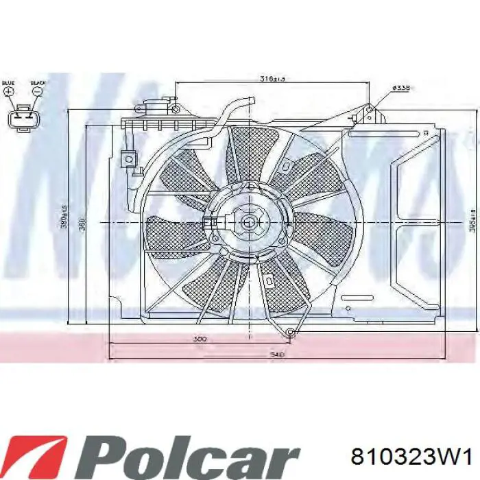 810323W1 Polcar motor de ventilador, refrigeración, izquierdo