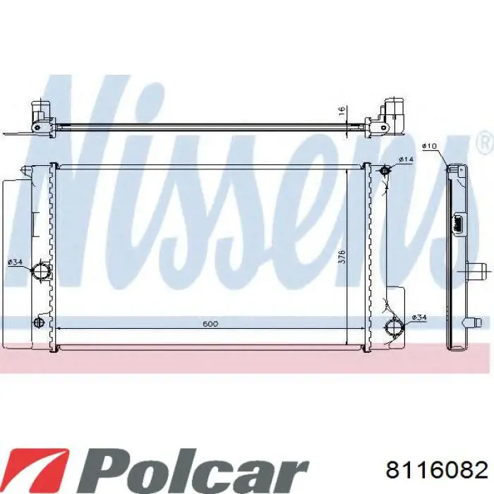 164002216087 Toyota radiador refrigeración del motor