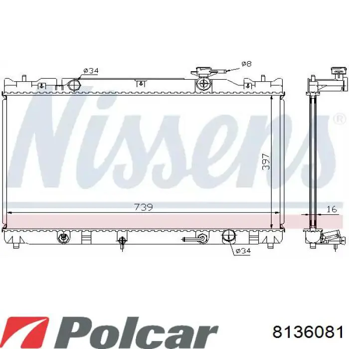 813608-1 Polcar radiador refrigeración del motor