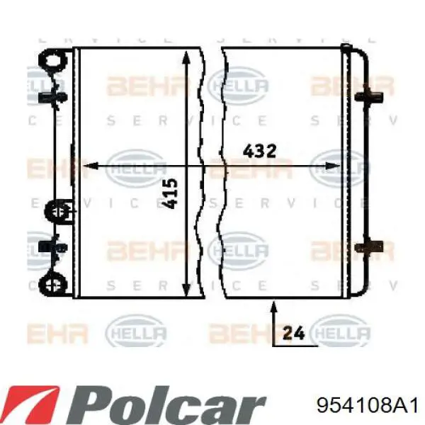 954108A1 Polcar radiador refrigeración del motor