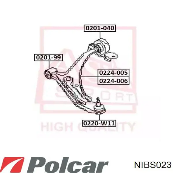 NI-BS023 Polcar silentblock de suspensión delantero inferior