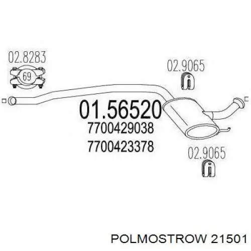 21.501 Polmostrow tubo de admisión del silenciador de escape delantero