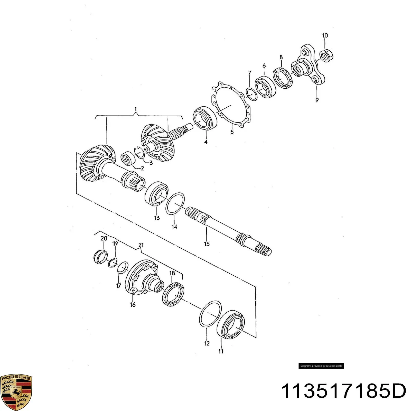 113517185D Porsche cojinete interno del cubo de la rueda delantera