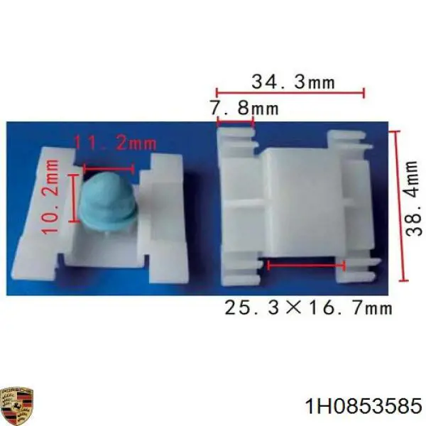 1H0853585 Porsche clip, tubuladura de sujeción, alféizar de la puerta