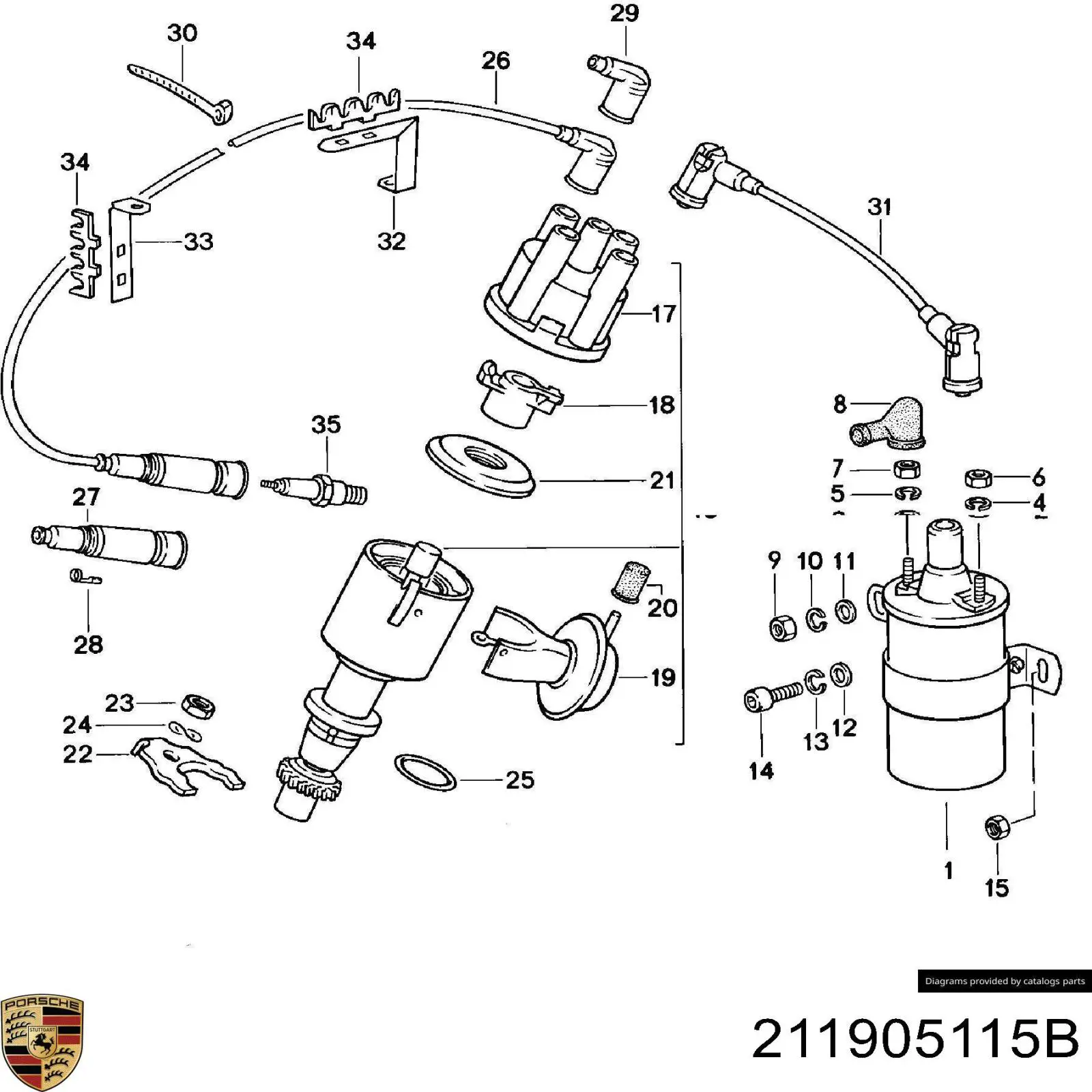 211905115B Porsche bobina de encendido