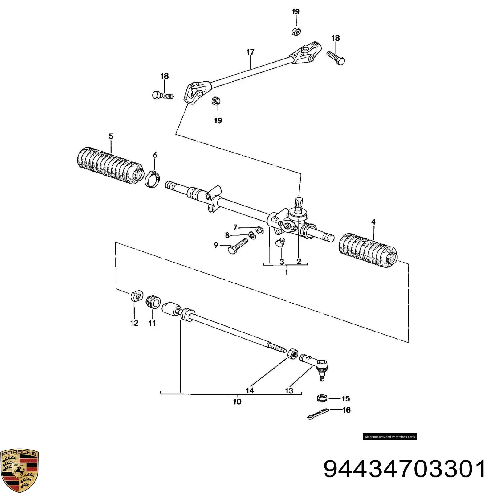 94434703301 Porsche barra de acoplamiento completa