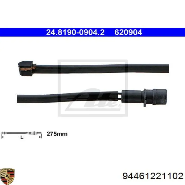 94461221102 Porsche contacto de aviso, desgaste de los frenos, trasero