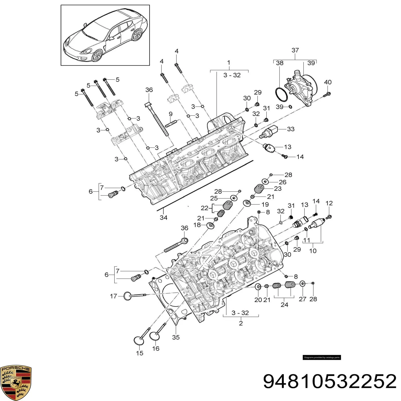 94810532252 Porsche válvula de escape