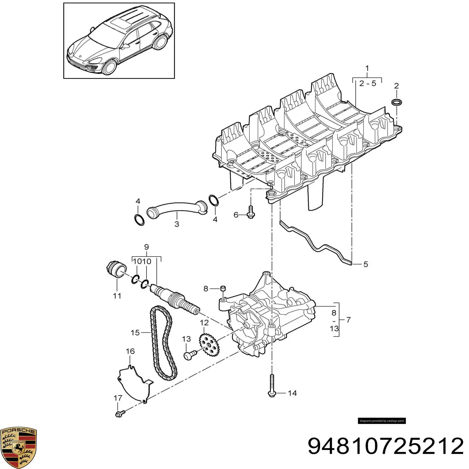 94810725212 Porsche cadena, bomba de aceite