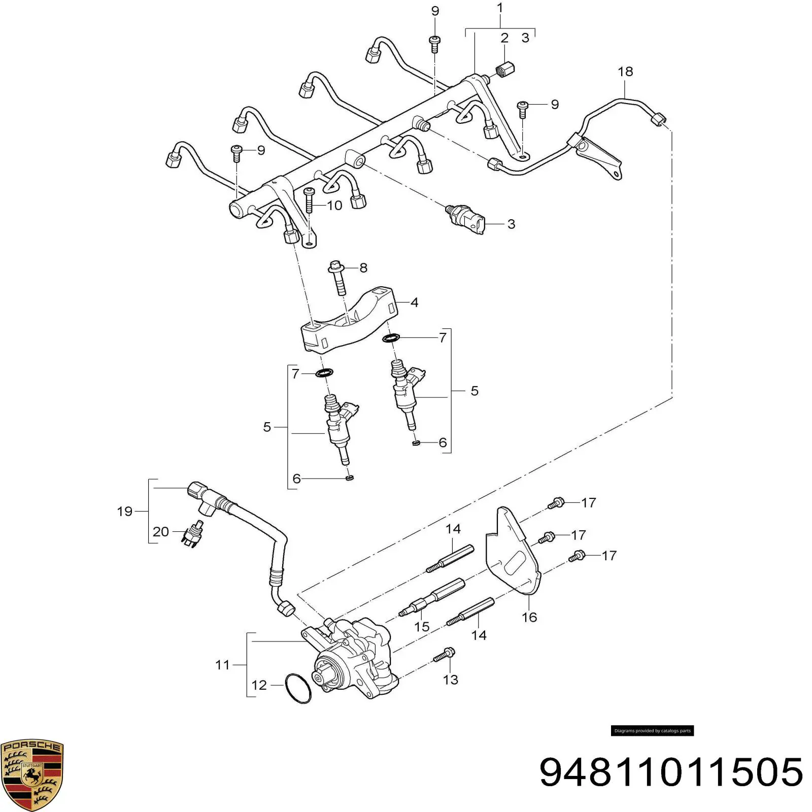 94811011505 Porsche rampa de inyectores