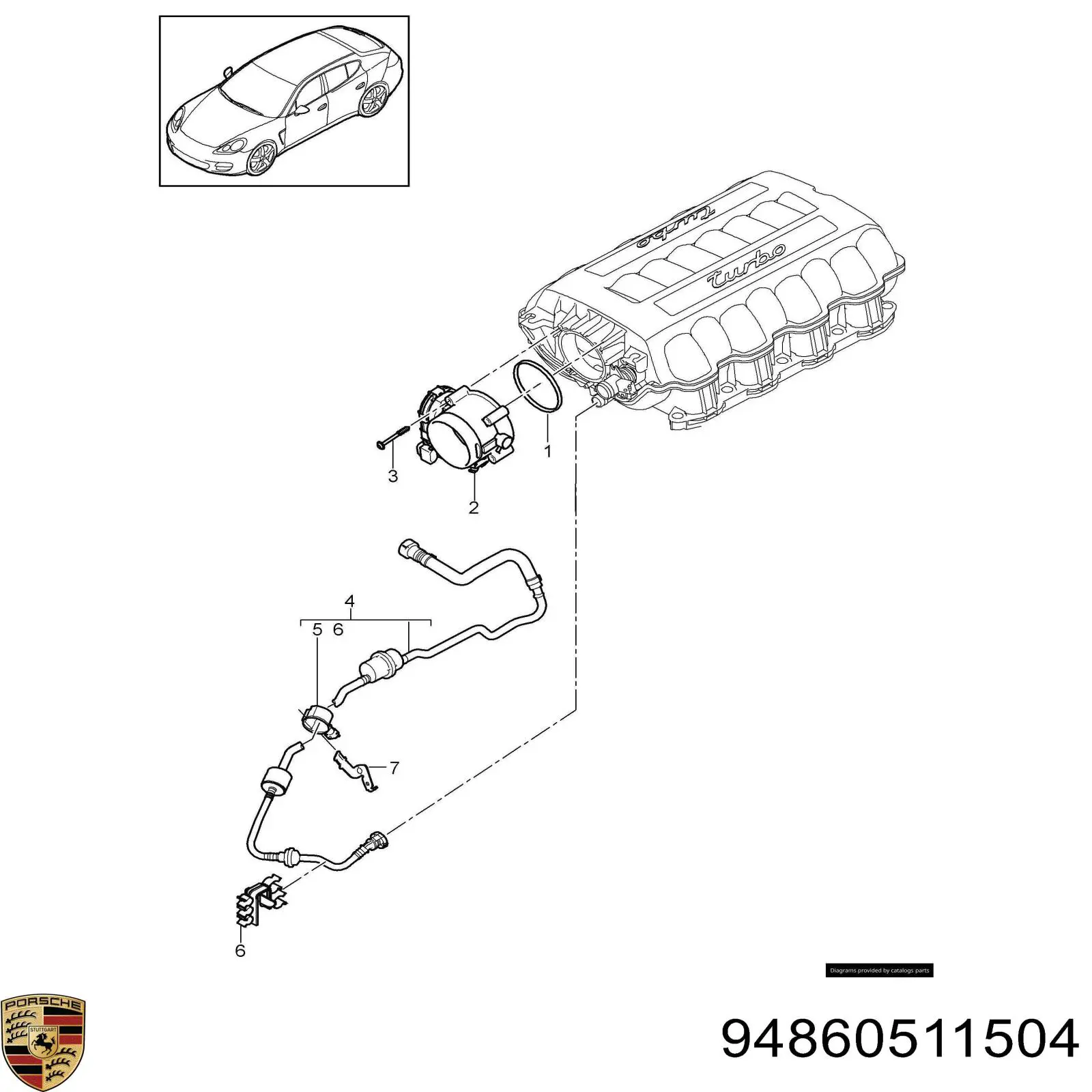 94860511504 Porsche cuerpo de mariposa completo