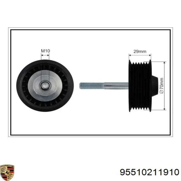 95510211910 Porsche polea inversión / guía, correa poli v