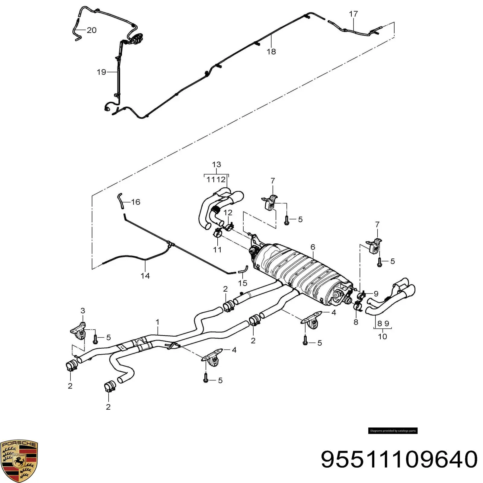  Silenciador del medio para Porsche Cayenne 955