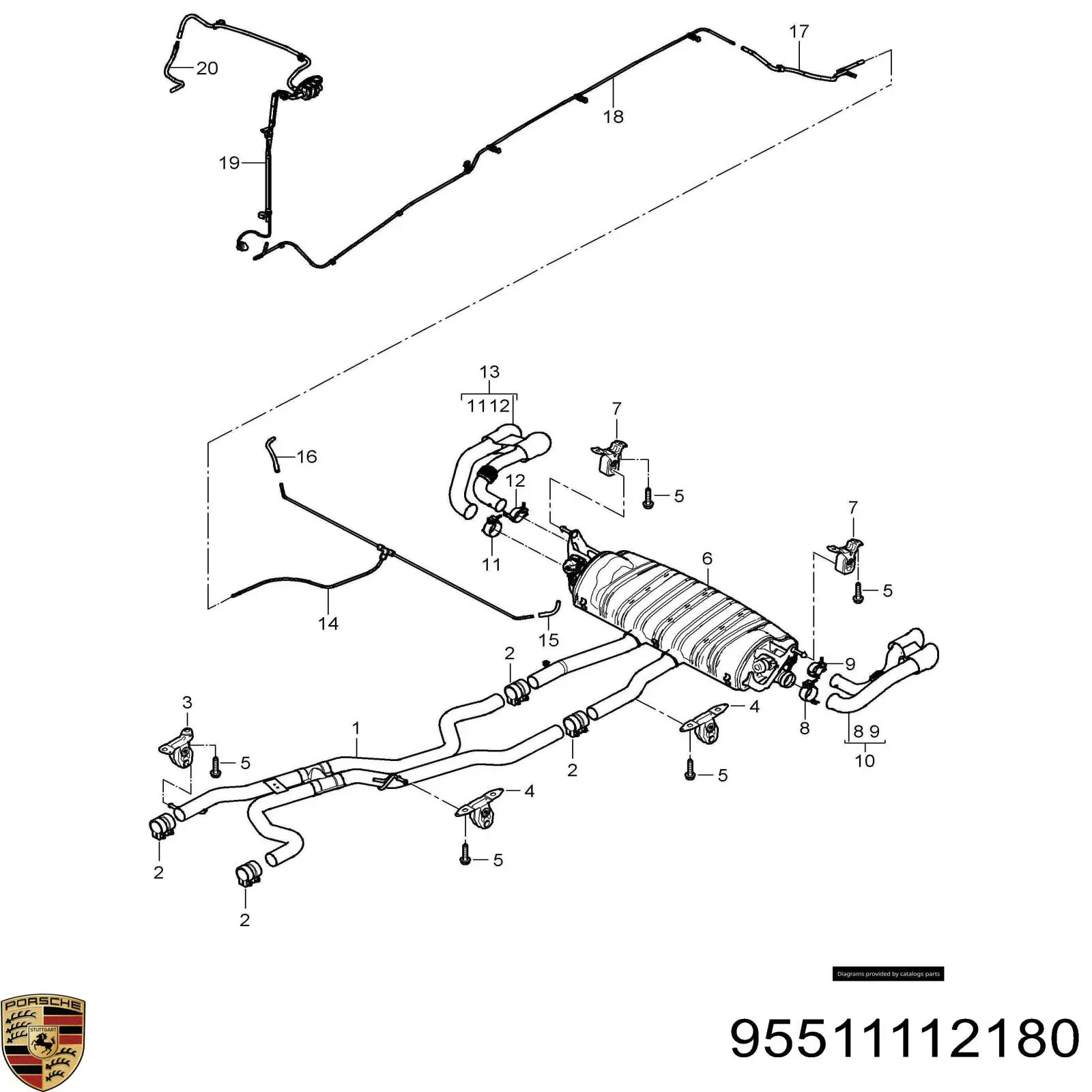  Silenciador posterior para Porsche Cayenne 955