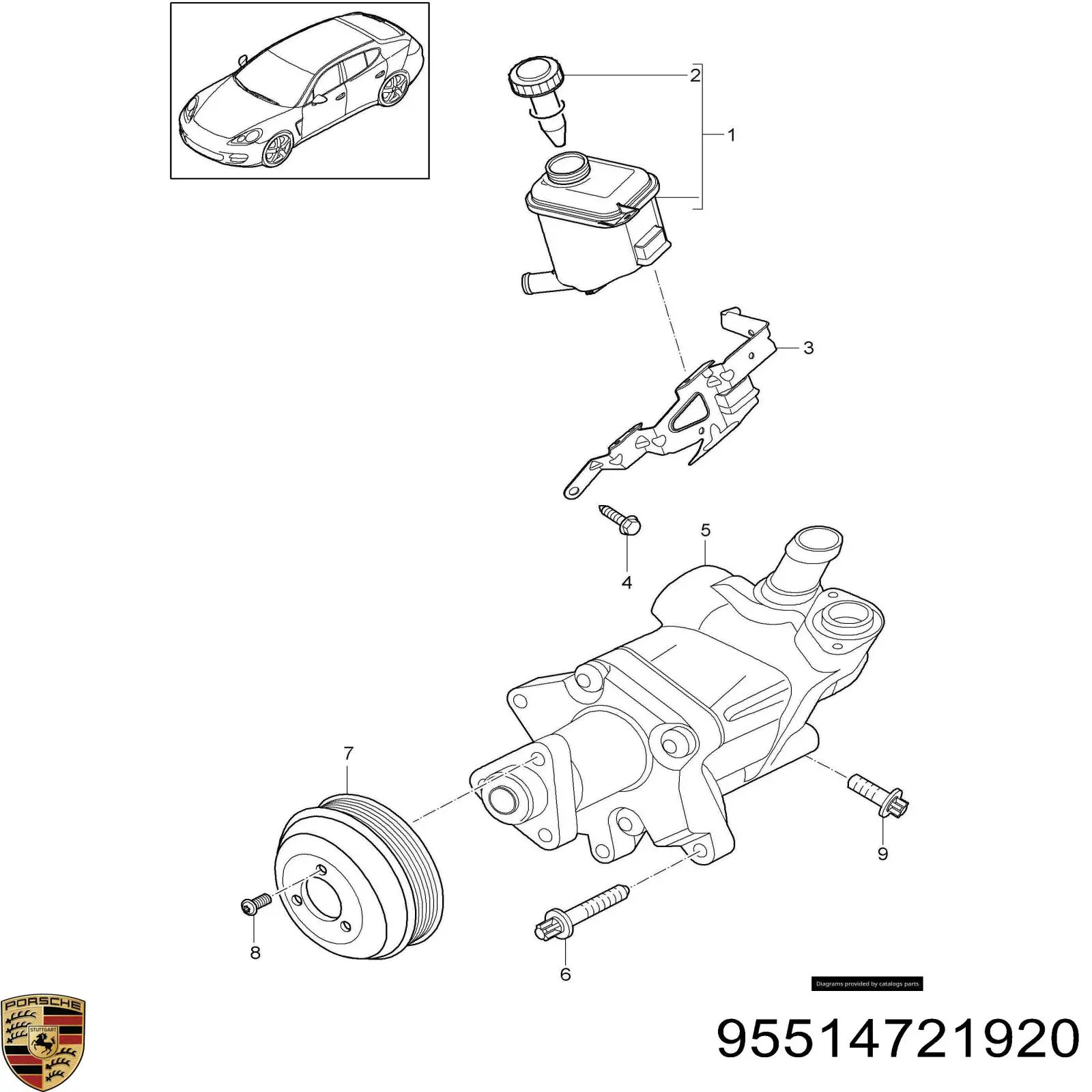 95514721920 Porsche polea, servobomba