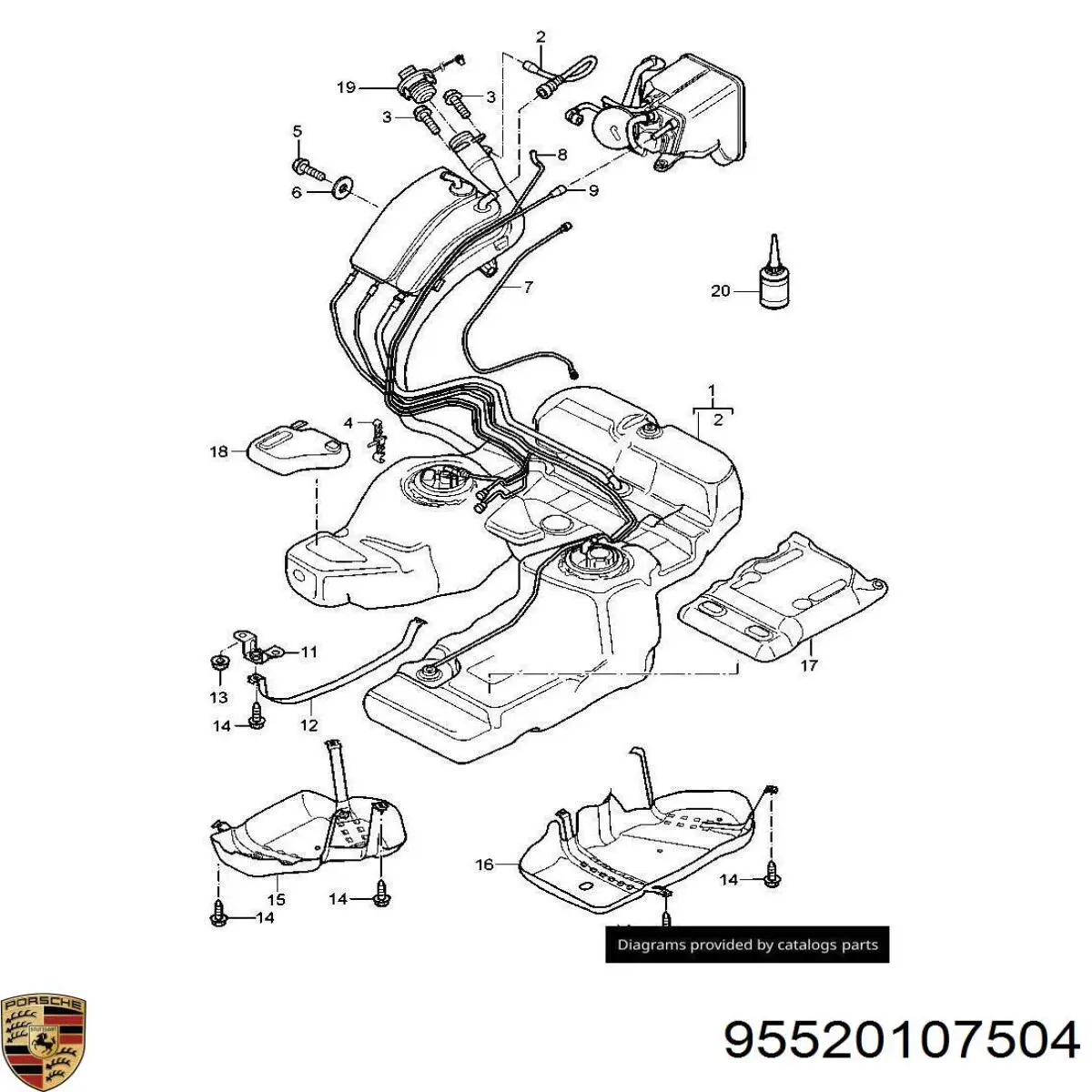  Depósito de combustible para Porsche Cayenne 955