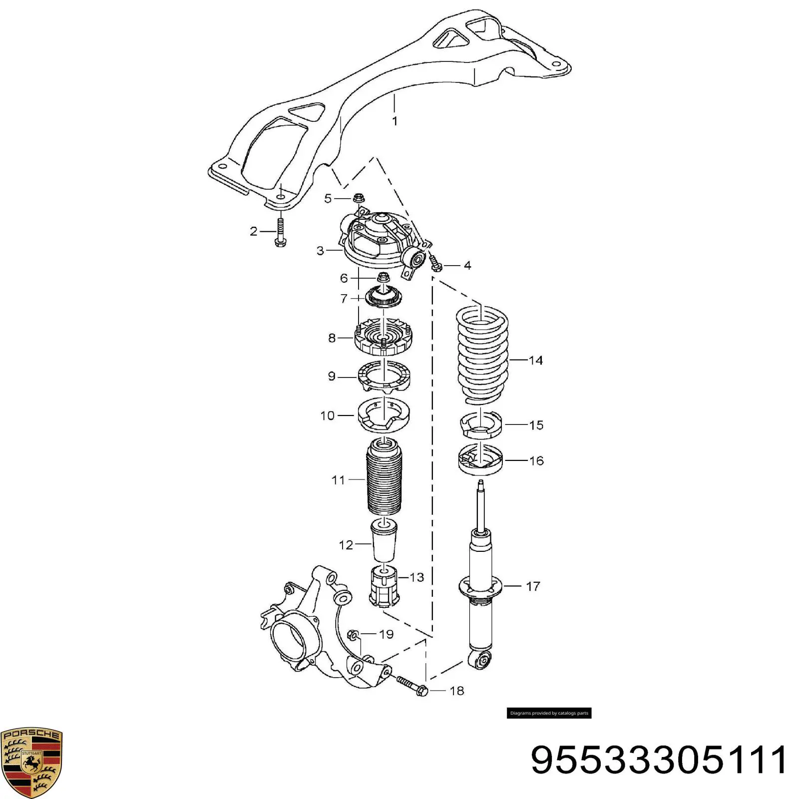 95533305111 Porsche amortiguador trasero